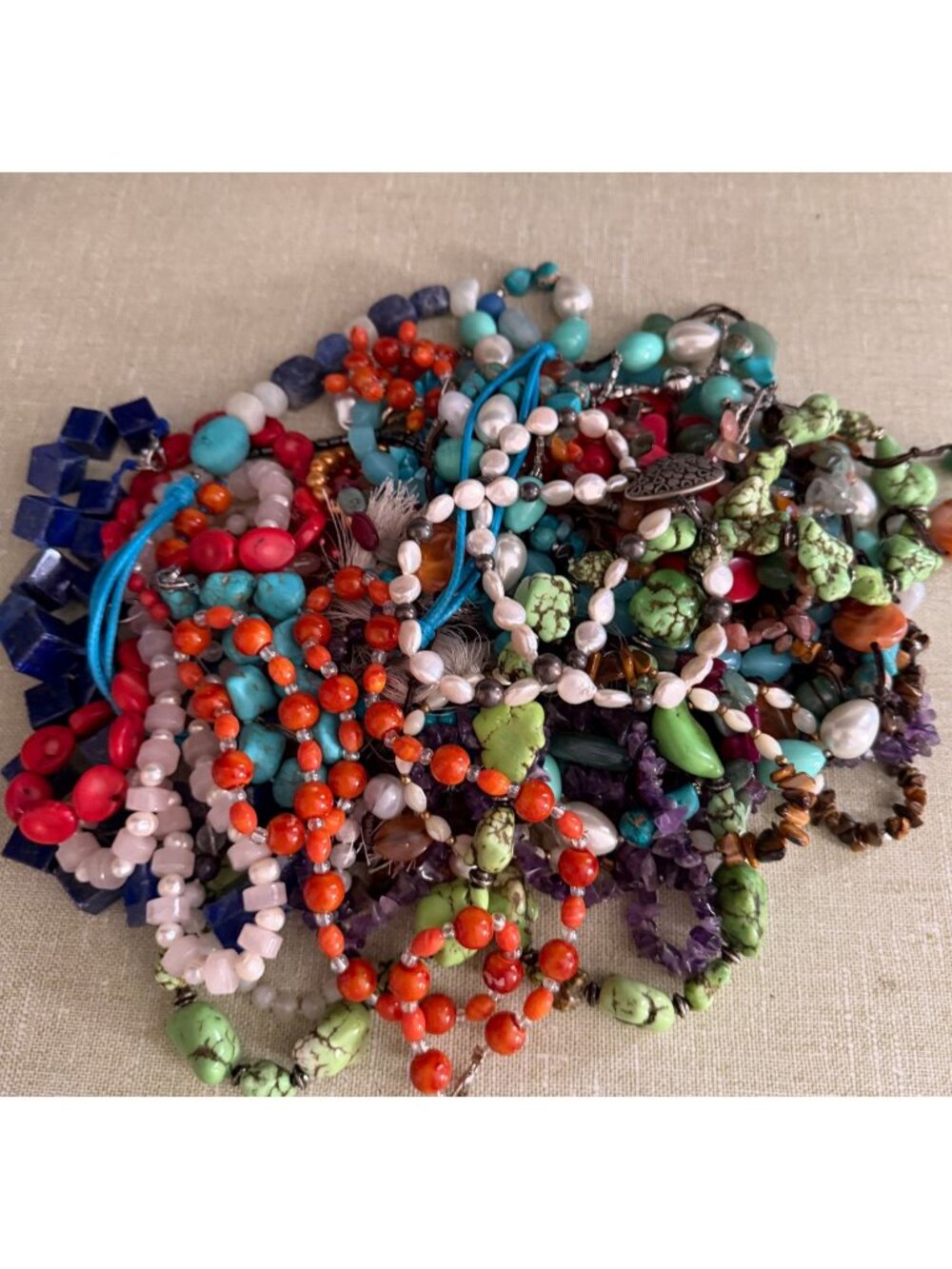 Three Pounds Genuine Semi-Precious Gemstone Mixed Jewelry Lot Wearable Unbranded